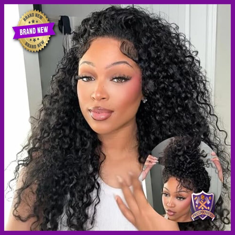 Human Hair Glueless Wig 18in Water Wave HD Lace Frontal Pre Plucked
